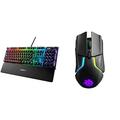 SteelSeries Apex 7 - Mechanische Gaming-Tastatur – OLED Smart Display – Deutsches (QWERTZ) & Rival 650 - Quantum Wireless Gaming-Mouse - dualen optischen Sensor - Einstellbarer Lift-Off-Distanz