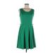 Coco Love Casual Dress - A-Line Scoop Neck Sleeveless: Green Solid Dresses - Women's Size Large