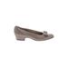 Salvatore Ferragamo Heels: Pumps Chunky Heel Casual Gray Print Shoes - Women's Size 9 - Almond Toe