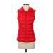 Athleta Faux Fur Vest: Below Hip Red Print Jackets & Outerwear - Women's Size X-Small