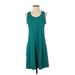 Eddie Bauer Casual Dress - A-Line Scoop Neck Sleeveless: Teal Print Dresses - Women's Size Small