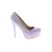 Aldo Heels: Slip-on Platform Cocktail Purple Print Shoes - Women's Size 39 - Round Toe