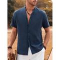 Homme Chemise Chemise boutonnée Chemise décontractée Chemisette Chemise d'été Blanche Rose Claire bleu marine Bleu Ciel Gris Manche Courte Plein Col Mao du quotidien Vacances Vêtement Tenue Mode