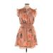 SkyLar Rose Casual Dress - Mini: Tan Print Dresses - Women's Size X-Large