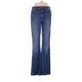 Joe's Jeans Jeans - Low Rise Flared Leg Boyfriend: Blue Bottoms - Women's Size 26 - Dark Wash