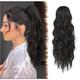 extensions de queue de cheval cordon queue de cheval extension de cheveux brun moyen long bouclé ondulé morceau de cheveux synthétique brun queue de cheval postiches pour les femmes