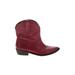 Lucky Brand Boots: Cowboy Stacked Heel Boho Chic Burgundy Print Shoes - Women's Size 8 - Almond Toe