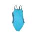 Adidas One Piece Swimsuit: Blue Solid Swimwear - Women's Size Medium