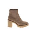 Dolce Vita Ankle Boots: Chelsea Boots Chunky Heel Casual Tan Solid Shoes - Women's Size 10 - Round Toe