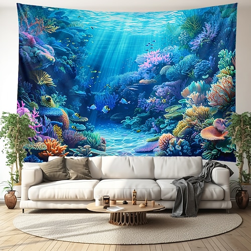 Unterwasserlandschaft hängende Wandteppich-Wandkunst, große Wandteppich-Wanddekoration, Fotografie-Hintergrund, Decke, Vorhang, Zuhause, Schlafzimmer, Wohnzimmer, Dekoration Wandtuch XXL Natur Image