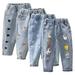 Esaierr Toddler Baby Girls Denim Jeans Love Cotton Long Pants Cute Comfortable Girls Winter Jeans for 1-5Y