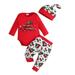 Baby Boy Christmas Outfit Baby Girl Xmas Long Sleeve Outfit My First Christmas Romper Print Pants Hat Clothes Set Boys Christmas Outfit Size 8-10