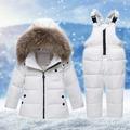 Lilgiuy Kids 2-Piece Snowsuit 2023 New Casual Solid Color Windproof Winter Warm Ski Jacket & Snow Bib Pants Ski Suit for Snowballing Snowboarding White (1-6Years)