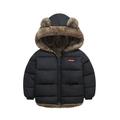 PURJKPU Baby Boys Girls Puffer Jacket Hooded Coat Fleece Liner Elastic Cuffs Outerwear 12Mon-5T With Bear Ear Hoodie Black 120