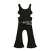 Emmababy Knitted Ribbed Jumpsuit for Toddler Girls