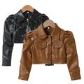 AJZIOJIRO Kids Toddler Leather Jacket for Girls Baby Leather Coats Faux Leather Jacket Kids Outfits Spring Autumn PU Faux Leather Lapel Jacket Short Outerwear Coat for 1-7 Years