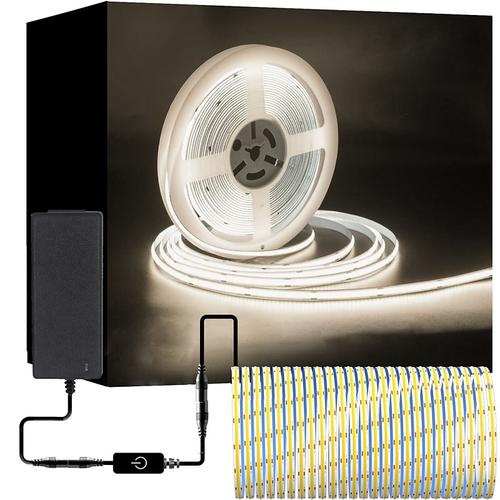 COB LED Light Strip Stepless Dimming16.4ft 5m, LED Rope Light Bendable Band Light, CRI 80 60W Suitable for High-end Lighting DC12V DC24V