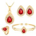 female jewelry set water drop gemstone series style necklace earrings ring bracelet four-piece set