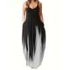 Women's Plus Size Curve Slip Dress Gradient Long Dress Maxi Dress Sleeveless Pocket U Neck Fashion Date Black Summer XL 2XL 3XL 4XL 5XL