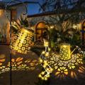 Outdoor Solar Watering Can Lights Hanging Kettle Lantern Light String Waterproof For Garden Yard Flower Bed Garland Decor Metal Retro Lamp