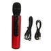 Wireless Capacitor Microphone Dual Speaker Karaoke Portable Microphone Home Bluetooth Singing Microphone Red