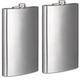 Flasque xxl, lot de 2, en inox, 1,8 litre, cadeau, fête, mariage, fiole, xxl, alcool fort, argenté