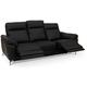 Ibbe Design Schwarz Leder 3er Sitzer Relaxsofa Couch mit Elektrisch Verstellbar Relaxfunktion Heimkino Sofa Doha mit Fussteil, Federkern, 222x96x101 cm