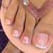 24 Pcs Pink Press on Toenails Short Square French Tip Toe Nails White Fake Toe Nails Full Cover False Toenails Artificial Glossy Acrylic Toenails Summer for Women Glue on Toe Nails