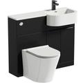 Mode Taw P shape matt black right handed combination unit with black handles and back to wall toilet