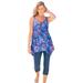 Plus Size Women's Longer-Length Tankini Top by Swim 365 in Electric Iris Hibiscus (Size 38)