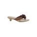 Lindsay Phillips Sandals: Slip On Kitten Heel Casual Brown Print Shoes - Women's Size 7 - Open Toe