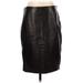 Diane von Furstenberg Leather Pencil Skirt Knee Length: Black Print Bottoms - Women's Size 4