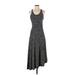 Banana Republic Casual Dress - Midi Scoop Neck Sleeveless: Gray Stripes Dresses - Women's Size Small Petite