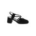 Expressions Heels: Pumps Chunky Heel Casual Black Solid Shoes - Women's Size 9 - Round Toe