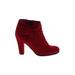 Ankle Boots: Red Solid Shoes - Women's Size 8 - Round Toe
