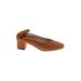 Everlane Heels: Slip On Chunky Heel Work Brown Solid Shoes - Women's Size 7 1/2 - Almond Toe