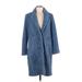 Ann Taylor LOFT Coat: Knee Length Blue Jackets & Outerwear - Women's Size Medium Petite