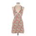 Zara Casual Dress - Mini Halter Sleeveless: Red Floral Dresses - Women's Size Medium