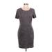 41Hawthorn Casual Dress - Sheath Scoop Neck Short sleeves: Gray Solid Dresses - Women's Size Large Petite