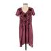 Johnny Was Casual Dress - Mini: Burgundy Print Dresses - Women's Size Small