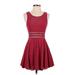 Free People Casual Dress - Party Scoop Neck Sleeveless: Burgundy Print Dresses - Women's Size 4