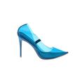 Azalea Wang Heels: Pumps Stiletto Cocktail Blue Solid Shoes - Women's Size 10 - Pointed Toe