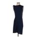 Banana Republic Casual Dress - Sheath Crew Neck Sleeveless: Blue Print Dresses - Women's Size Small