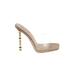 Superdown Heels: T-Strap Stilleto Cocktail Party Gold Print Shoes - Women's Size 10 - Open Toe