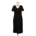 Torrid Casual Dress - Midi V-Neck Short sleeves: Black Solid Dresses - Women's Size 1X Plus