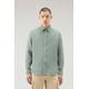 Woolrich Men Garment-Dyed Pure Linen Shirt Green Size L