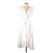 Julian Taylor Casual Dress - Wrap V Neck Short sleeves: White Solid Dresses - Women's Size 12