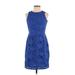 J.Crew Casual Dress - Party Crew Neck Sleeveless: Blue Print Dresses - Women's Size 4