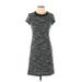 Karl Lagerfeld Paris Casual Dress - A-Line High Neck Short sleeves: Gray Marled Dresses - Women's Size 0