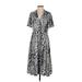 Rachel Roy Collection Casual Dress - A-Line V-Neck Short sleeves: Silver Dresses - Women's Size X-Small